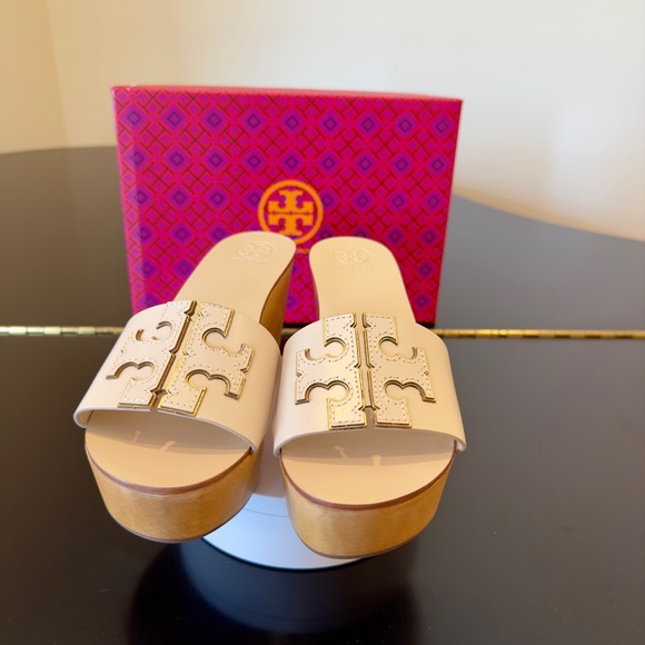 NWT authentic luxury summer spring beach Tory Burch Ines 80MM wedge slide/sandal - Picture 7 of 17